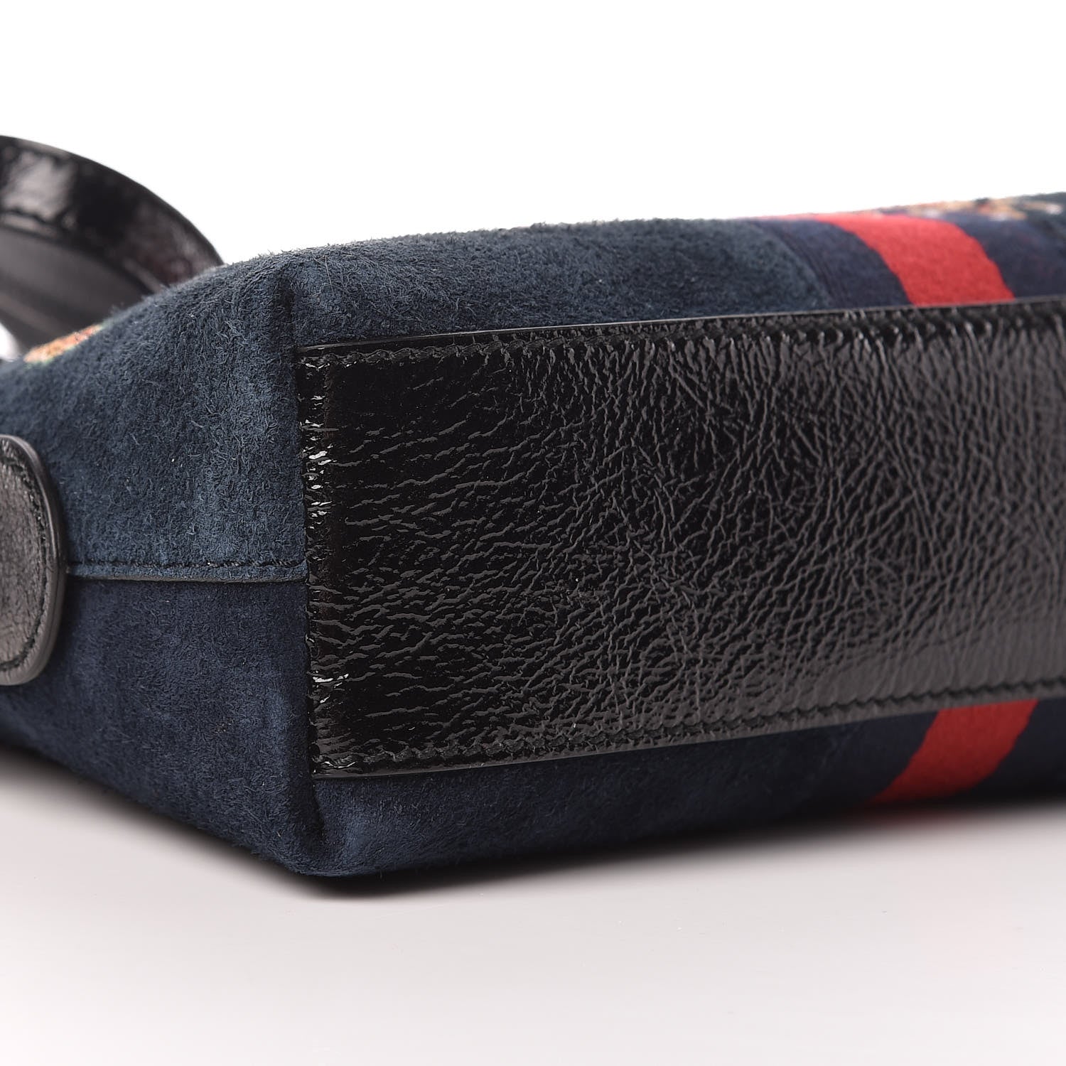 Gucci Suede Patent Dragon Embroidered Small Ophidia Dome Shoulder Bag Blue Multicolor Black 5 of 9