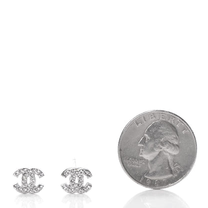 Chanel Crystal Mini Timeless CC Earrings Silver 2 of 4