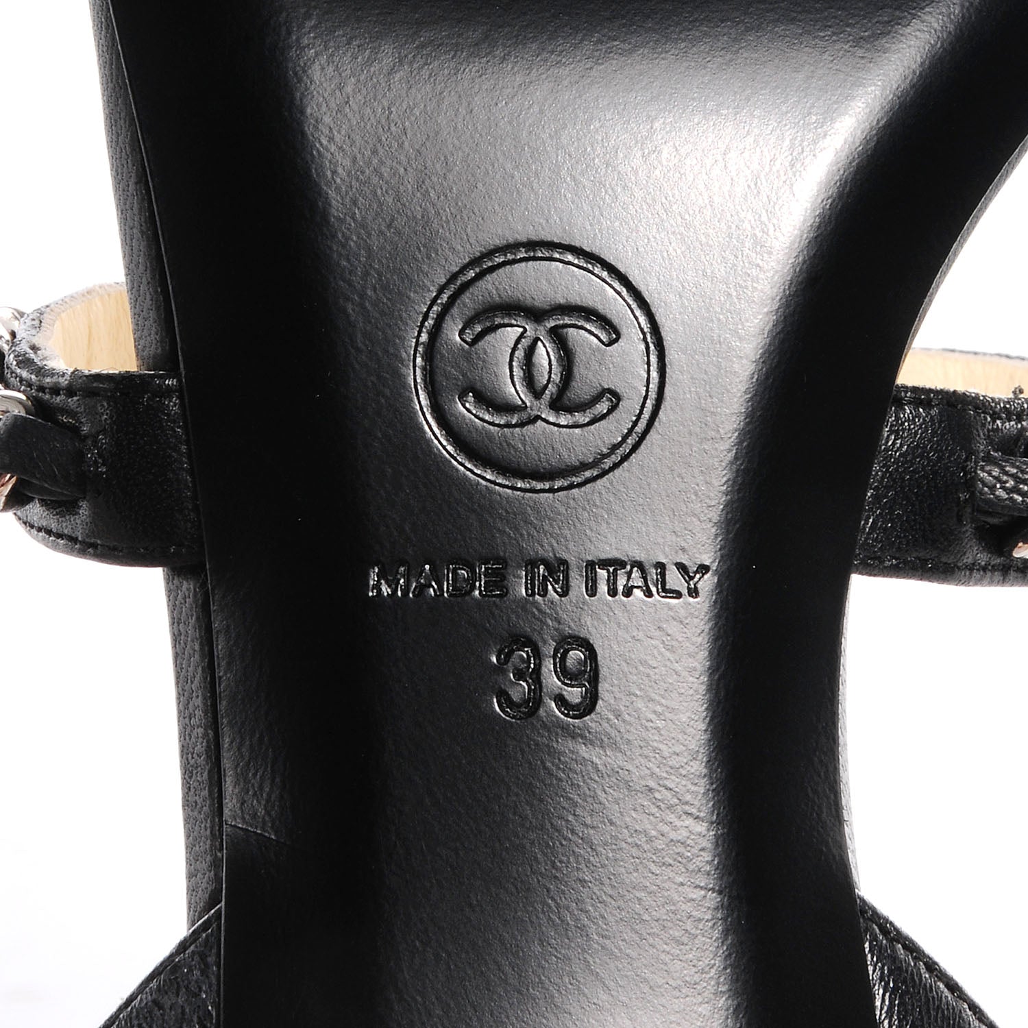 Chanel Lambskin Gladiator Chain Sandals 39 Black 6 of 7