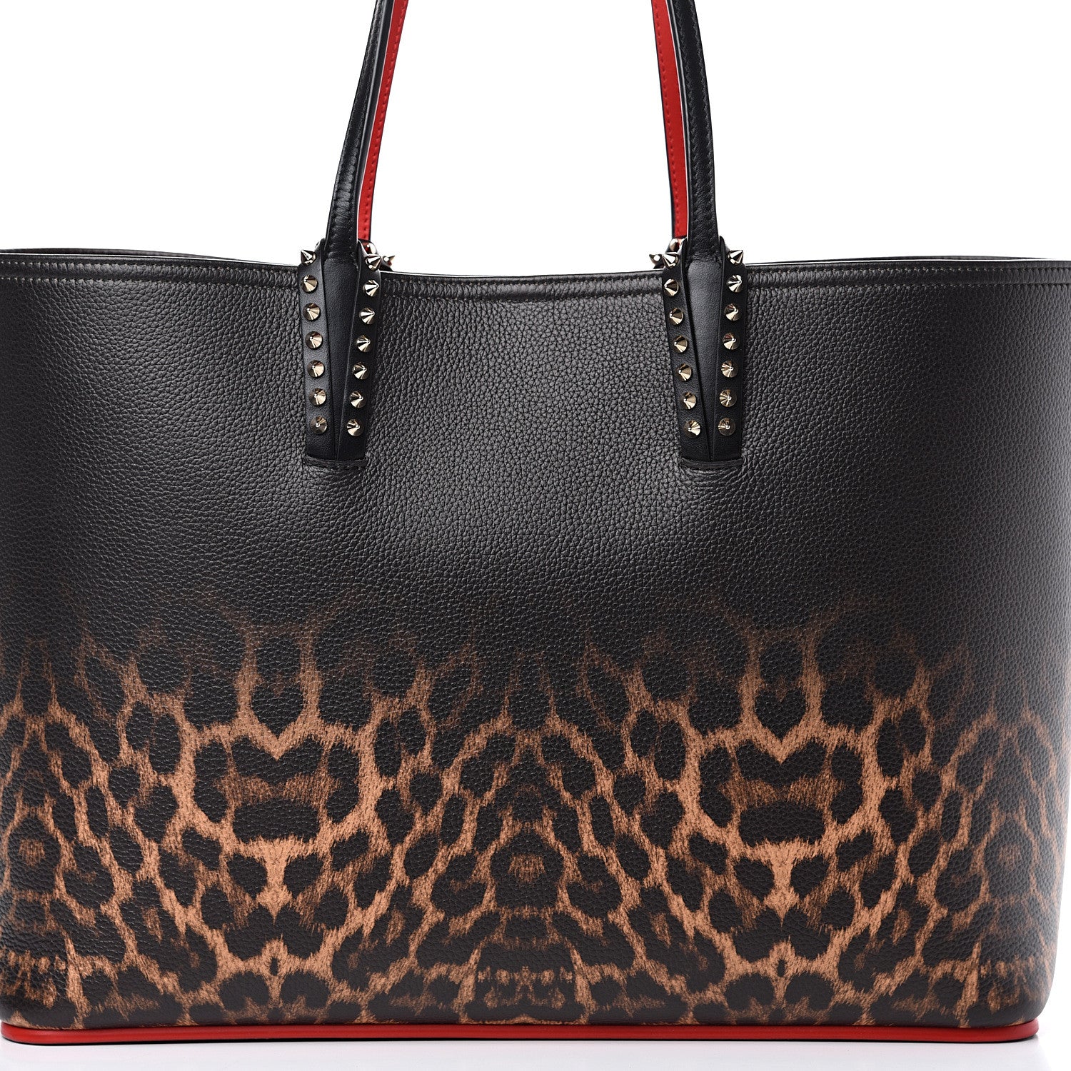 Christian Louboutin Calfskin Degrade Leopard Print Spikes East West Cabata Tote Black Multi 8 of 13