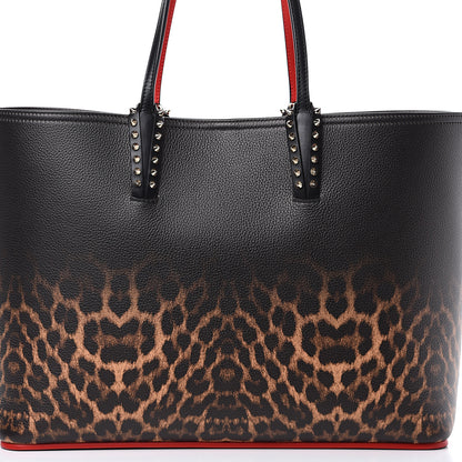 Christian Louboutin Calfskin Degrade Leopard Print Spikes East West Cabata Tote Black Multi 8 of 13