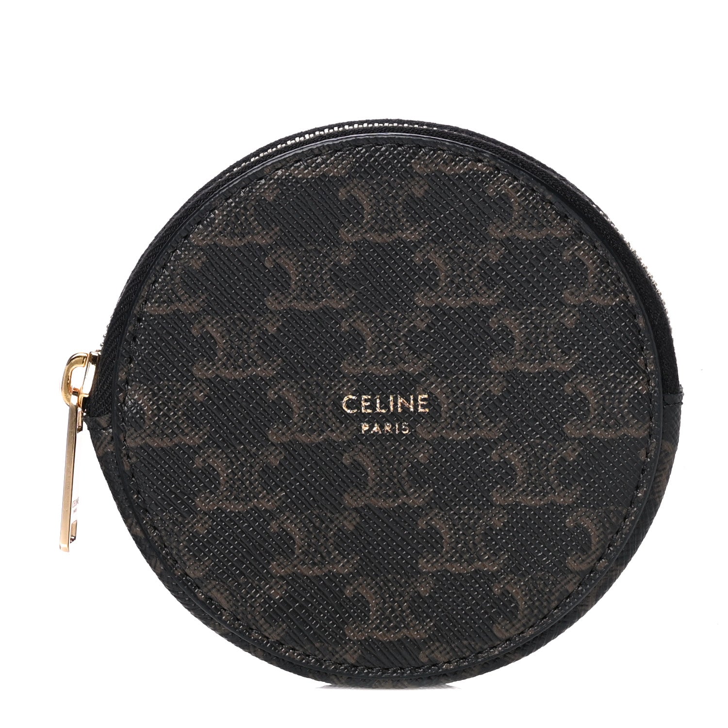 Celine Triomphe Canvas Round Zip Coin Purse 1 of 10