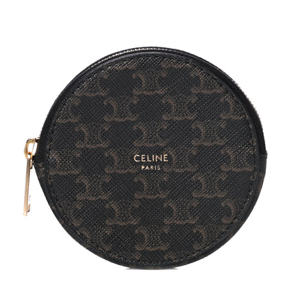 Celine Triomphe Canvas Round Zip Coin Purse 1 of 10