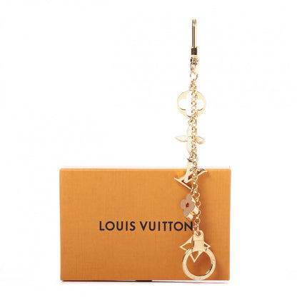 Louis Vuitton Brass Enamel Fleur De Monogram Bag Charm Chain Gold 5 of 5