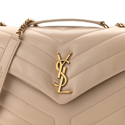 Saint Laurent Calfskin Y Quilted Monogram Small Loulou Chain Satchel Dark Beige 7 of 9