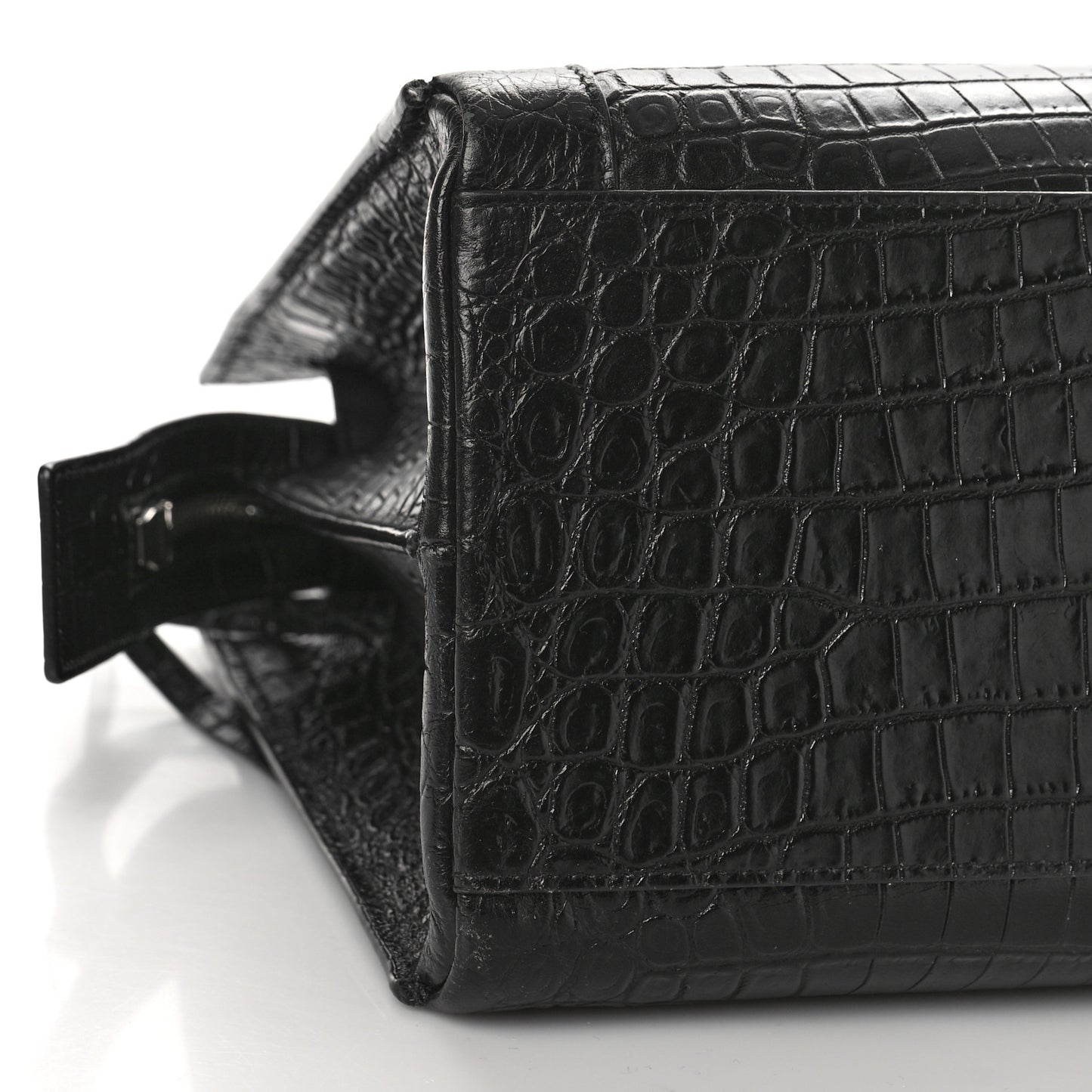 Crocodile Embossed Small East Side Tote Black