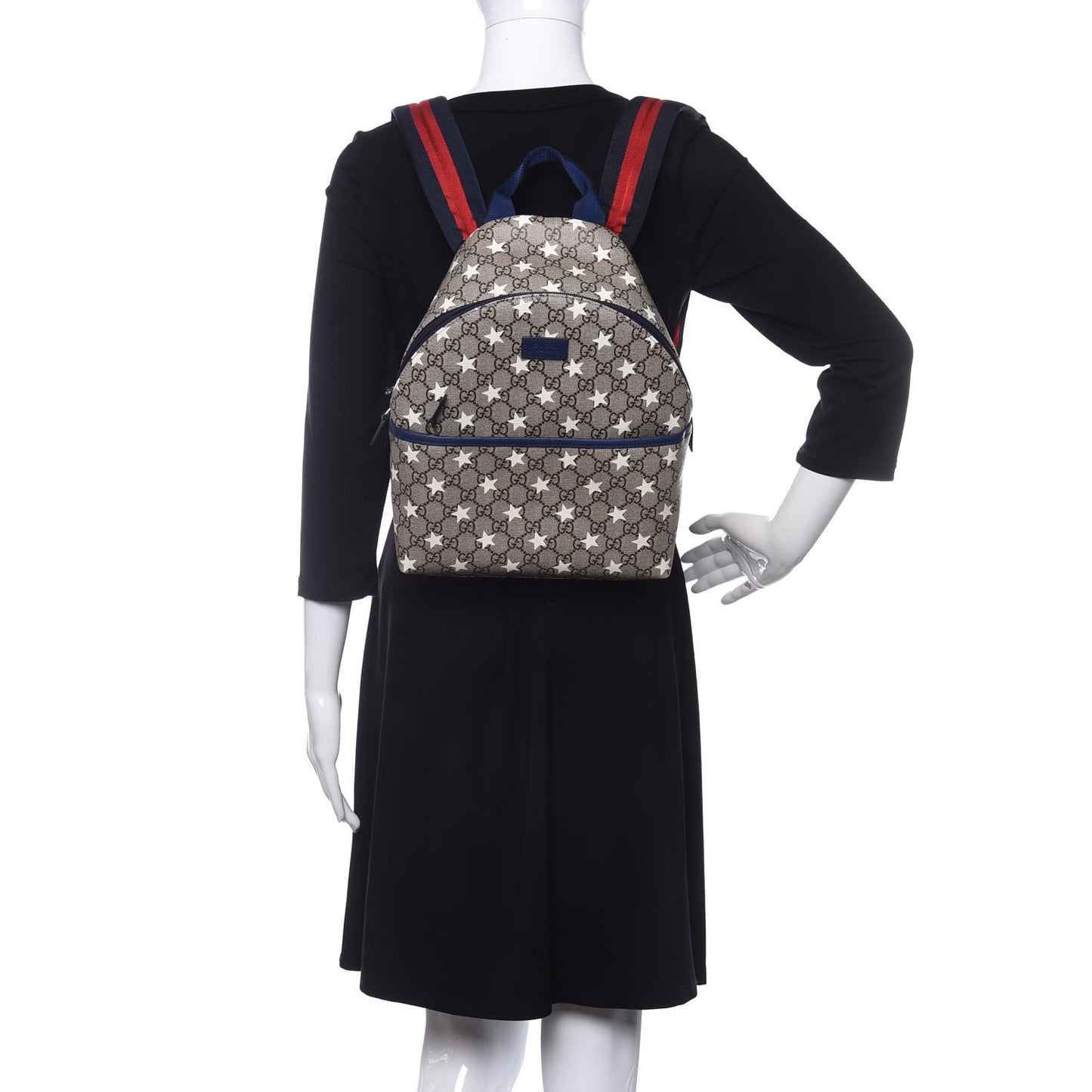 GG Supreme Monogram Stars Childrens Backpack Beige Ebony Yellow Royal