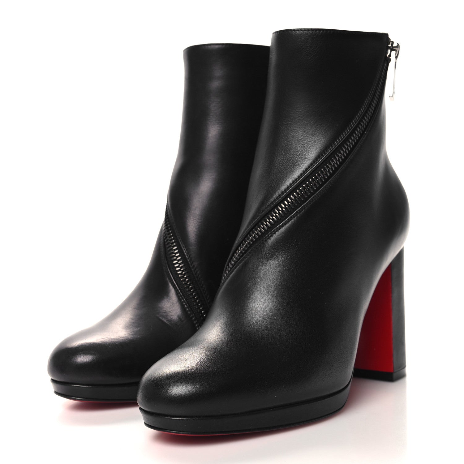 Christian Louboutin Calfskin Birgitta 100 Zip Around Ankle Boots 35 Black 3 of 7
