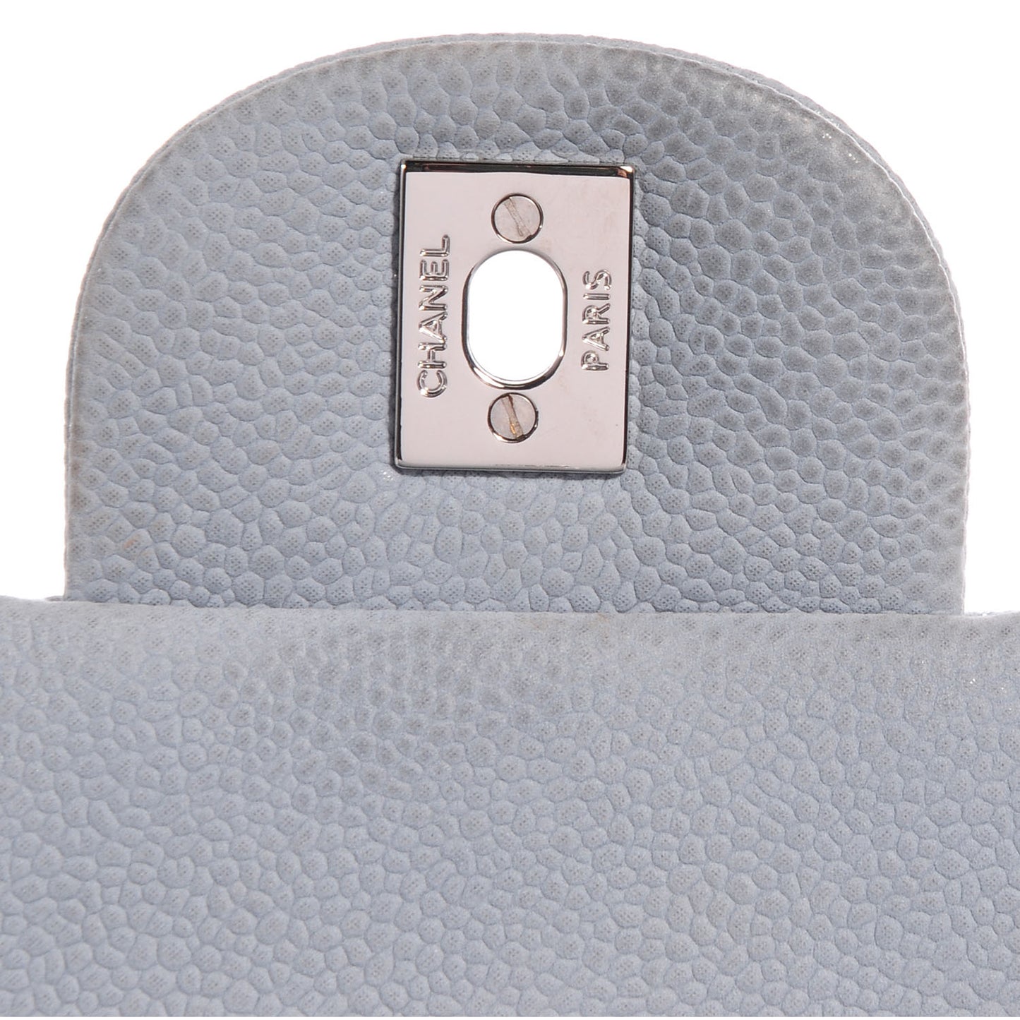 Iridescent Caviar Maxi Double Flap Grey