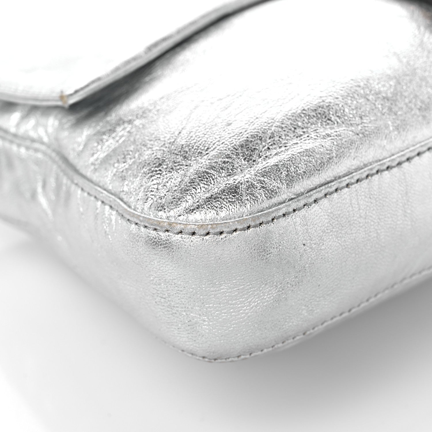 Fendi Metallic Calfskin Baguette Silver 7 of 14