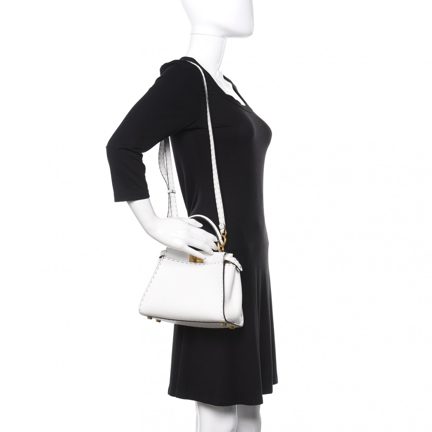Fendi Cuoio Romano Selleria Mini Peekaboo Iconic Satchel White 2 of 11
