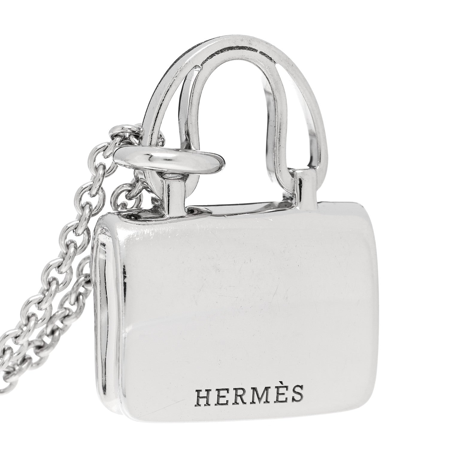 Hermes 18K White Gold Diamond Constance Amulettes Pendant Necklace 4 of 5
