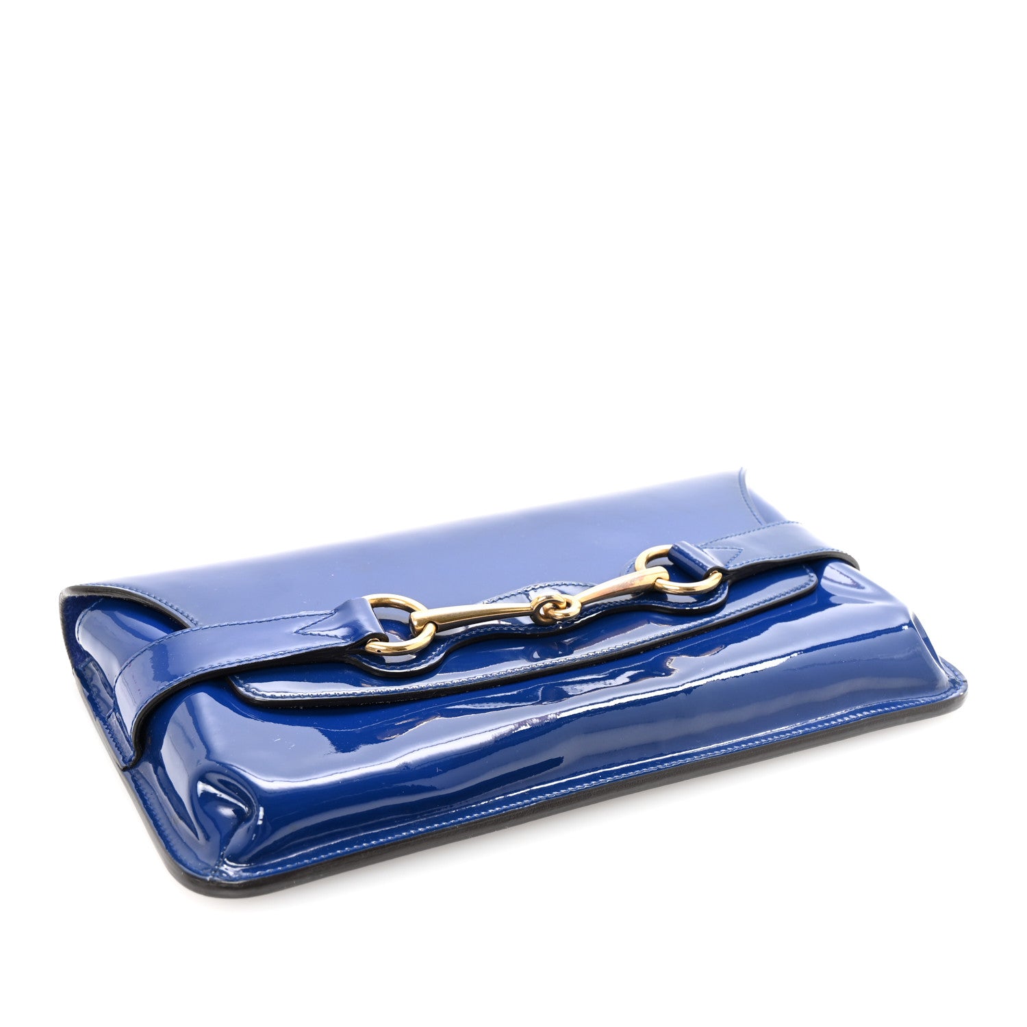 Gucci Patent Large Bright Bit Clutch Deep Zaffiro 4 of 8