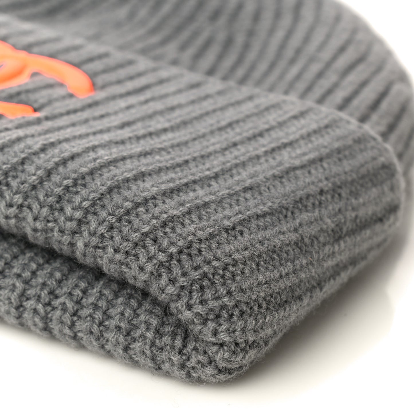 Wool Cashmere CC Beanie Hat Grey Orange