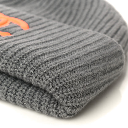 Chanel Wool Cashmere CC Beanie Hat Grey Orange 7 of 9