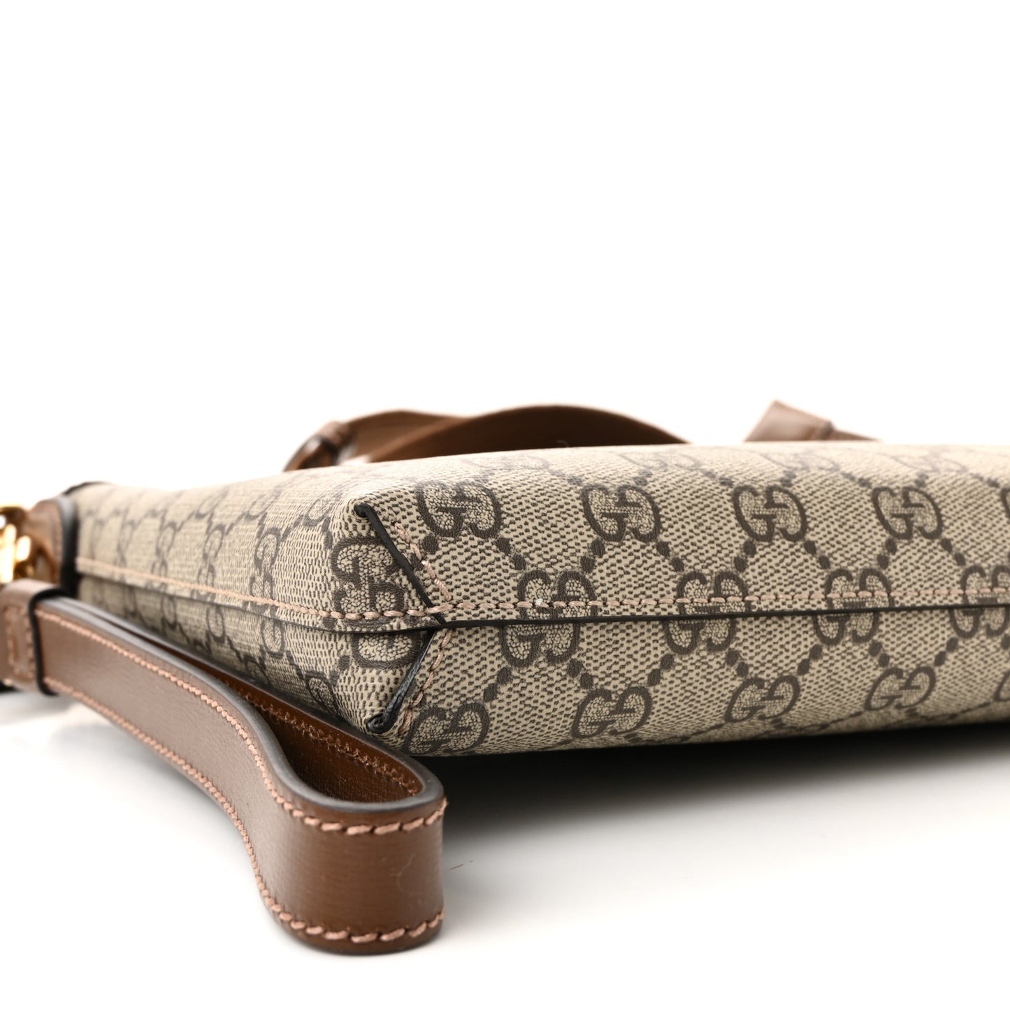 GG Supreme Monogram Azalea Calfskin Retro Interlocking G Wristlet Messenger Bag Beige Ebony Brown Sugar Beige Ebony Brown Sugar