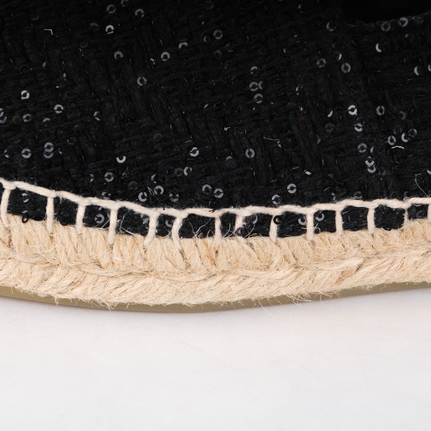 Chanel Tweed Patent Goatskin Sequin CC Espadrilles 38 Black 14 of 14