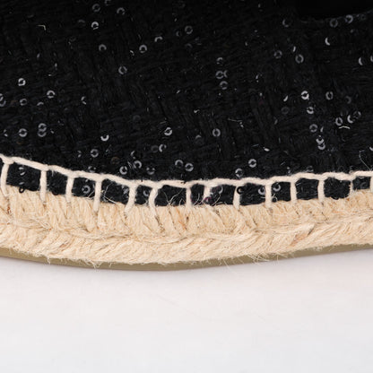 Chanel Tweed Patent Goatskin Sequin CC Espadrilles 38 Black 14 of 14