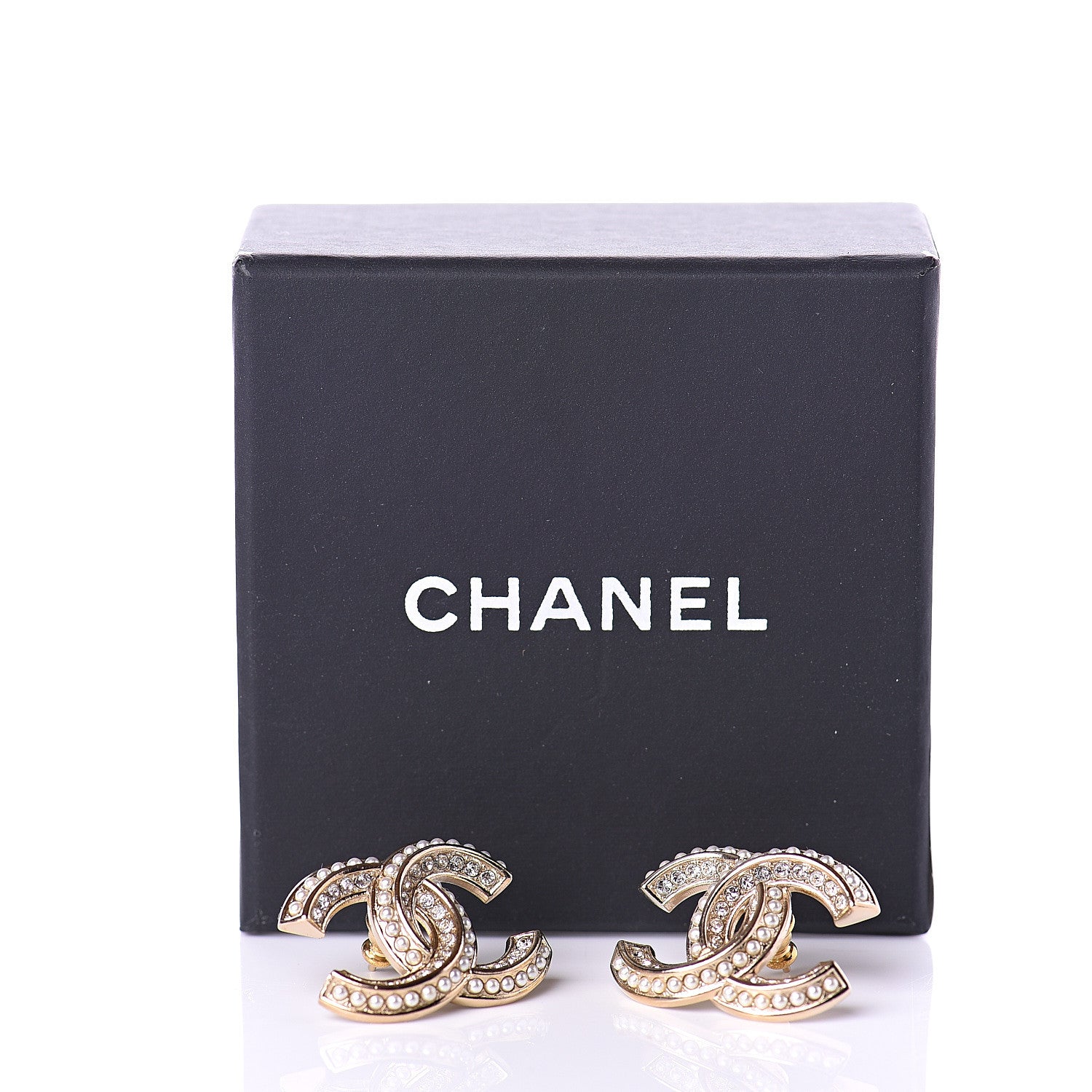 Chanel Pearl Crystal CC Earrings Gold 5 of 5