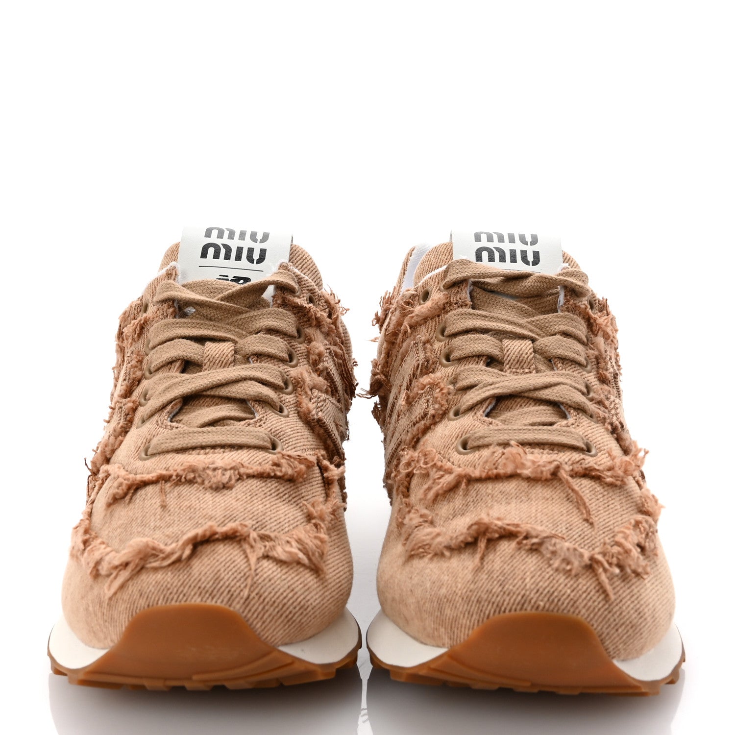 Miu Miu X NEW BALANCE Denim Marmorizzato 574 Sneakers 38.5 Cognac 3 of 10