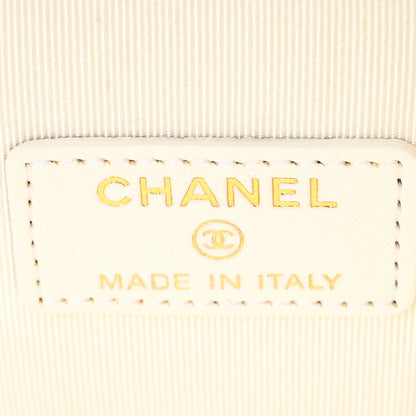 Chanel Lambskin Quilted Mini Camellia Bow Vanity Case With Chain White 6 of 10