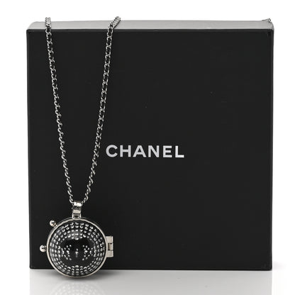 Chanel Metal CC Crystal Locket Necklace Black 8 of 8