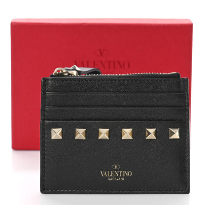 Valentino Garavani Vitello Rockstud Card Holder With Zipper Black 9 of 9