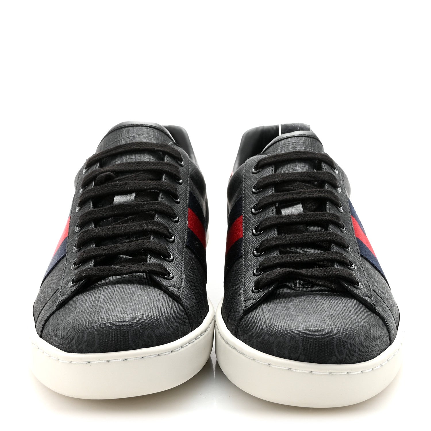 Gucci GG Supreme Monogram Ayers Web Mens New Ace Sneakers 8 Black 3 of 10