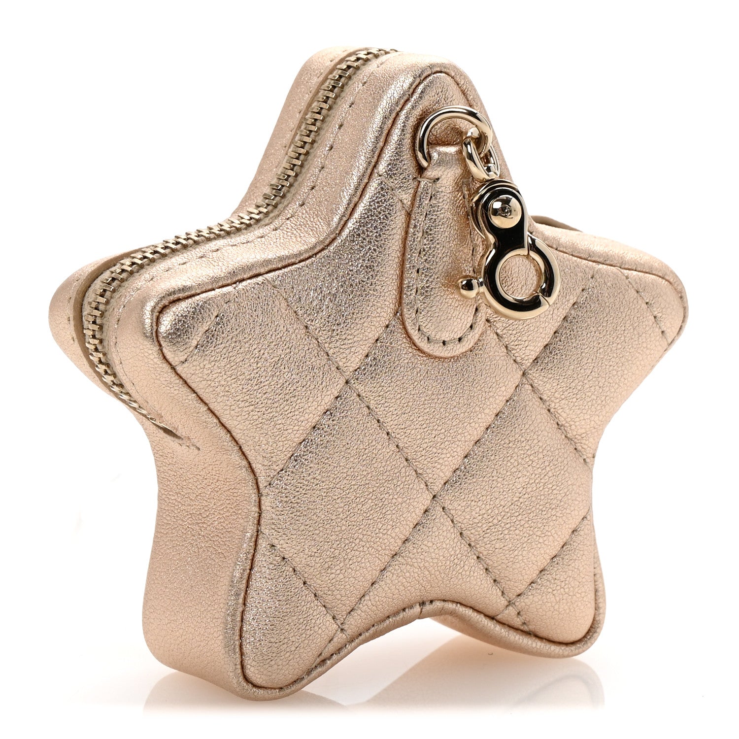 Chanel Metallic Lambskin Walk Of Fame Star Clip On Coin Purse Gold 3 of 8