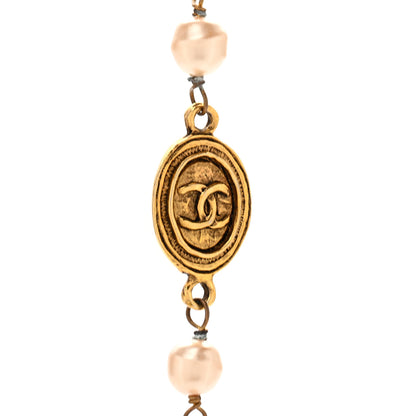 Chanel Pearl Medallion Long Necklace Gold 4 of 6
