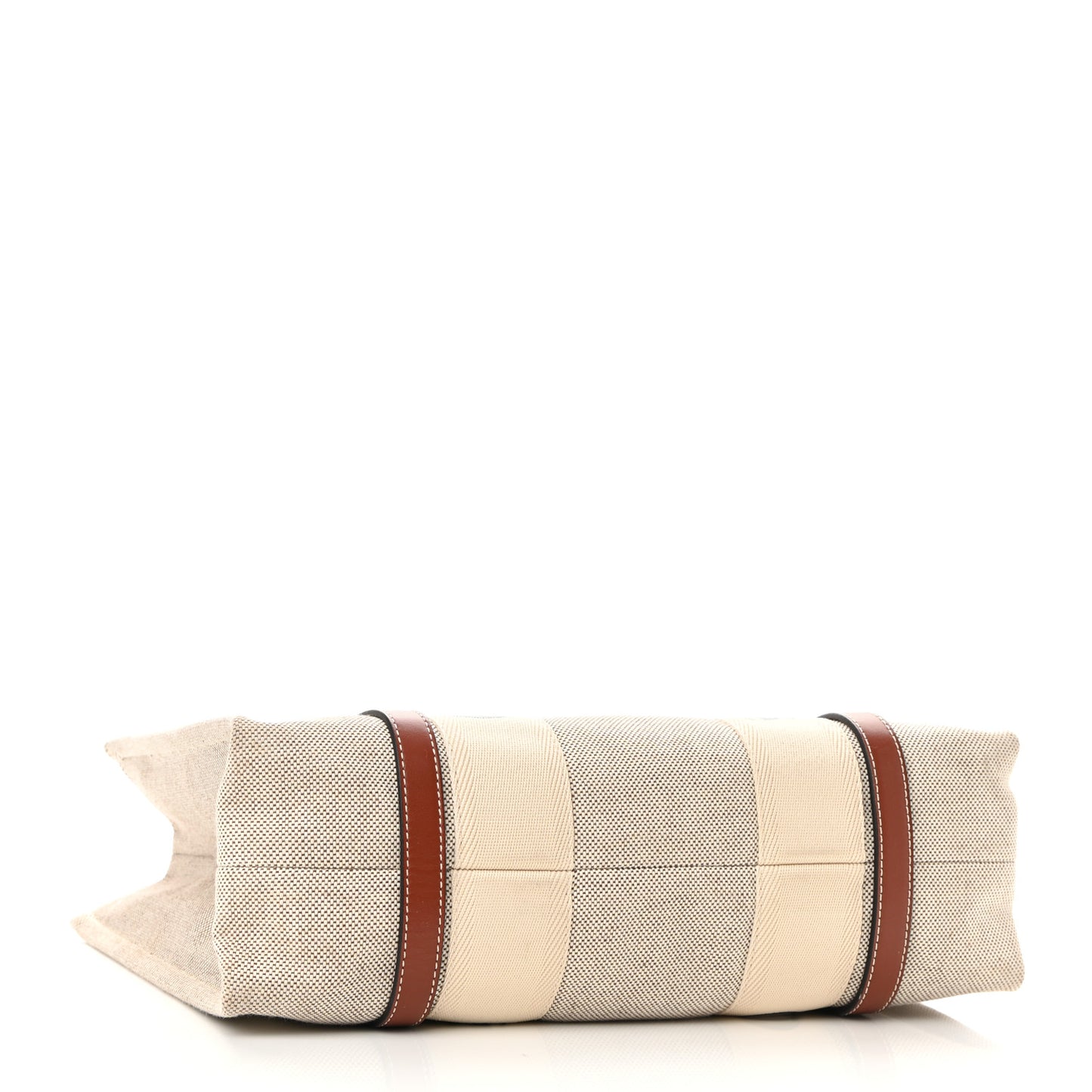 Cotton Calfskin Medium Woody Ribbon Tote White Brown