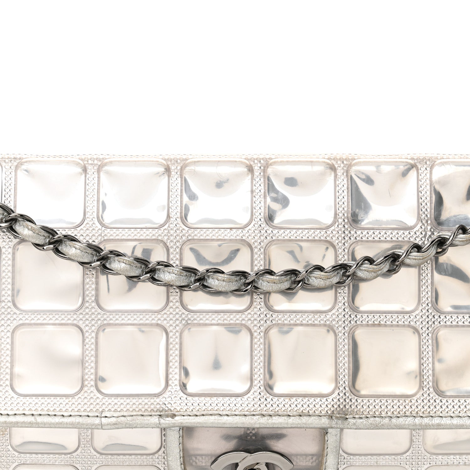 Chanel Vinyl Large Ice Cube Flap Silver 7 of 12