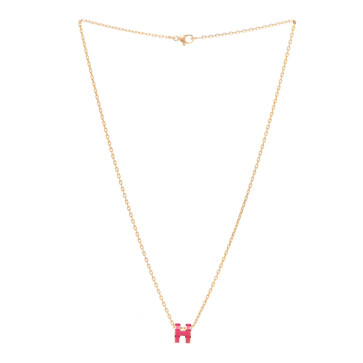 Lacquered Gold Mini Pop H Pendant Necklace Rose Extreme