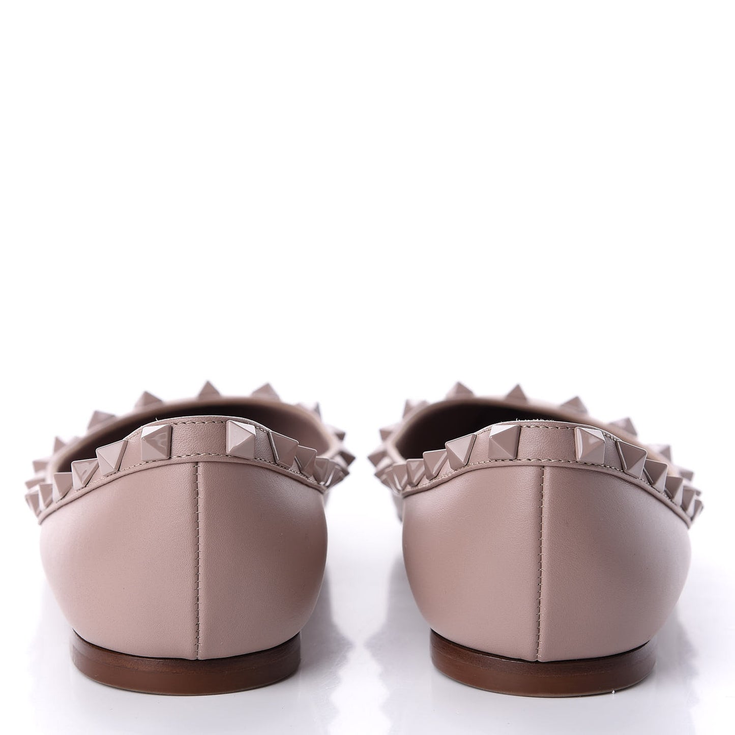 Calfskin Lacquered Monochrome Rockstud Ballerina Flats 36.5 Poudre