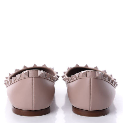 Valentino Garavani Calfskin Lacquered Monochrome Rockstud Ballerina Flats 36.5 Poudre 6 of 12