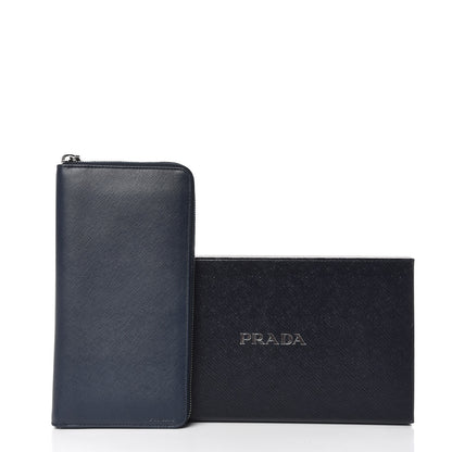 Prada Saffiano Zip Around Document Wallet Baltico 7 of 7