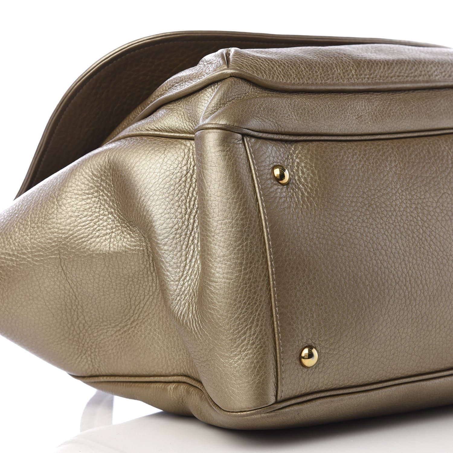 Gucci Metallic Pebbled Calfskin Medium 1973 Top Handle Satchel Golden Beige 7 of 8