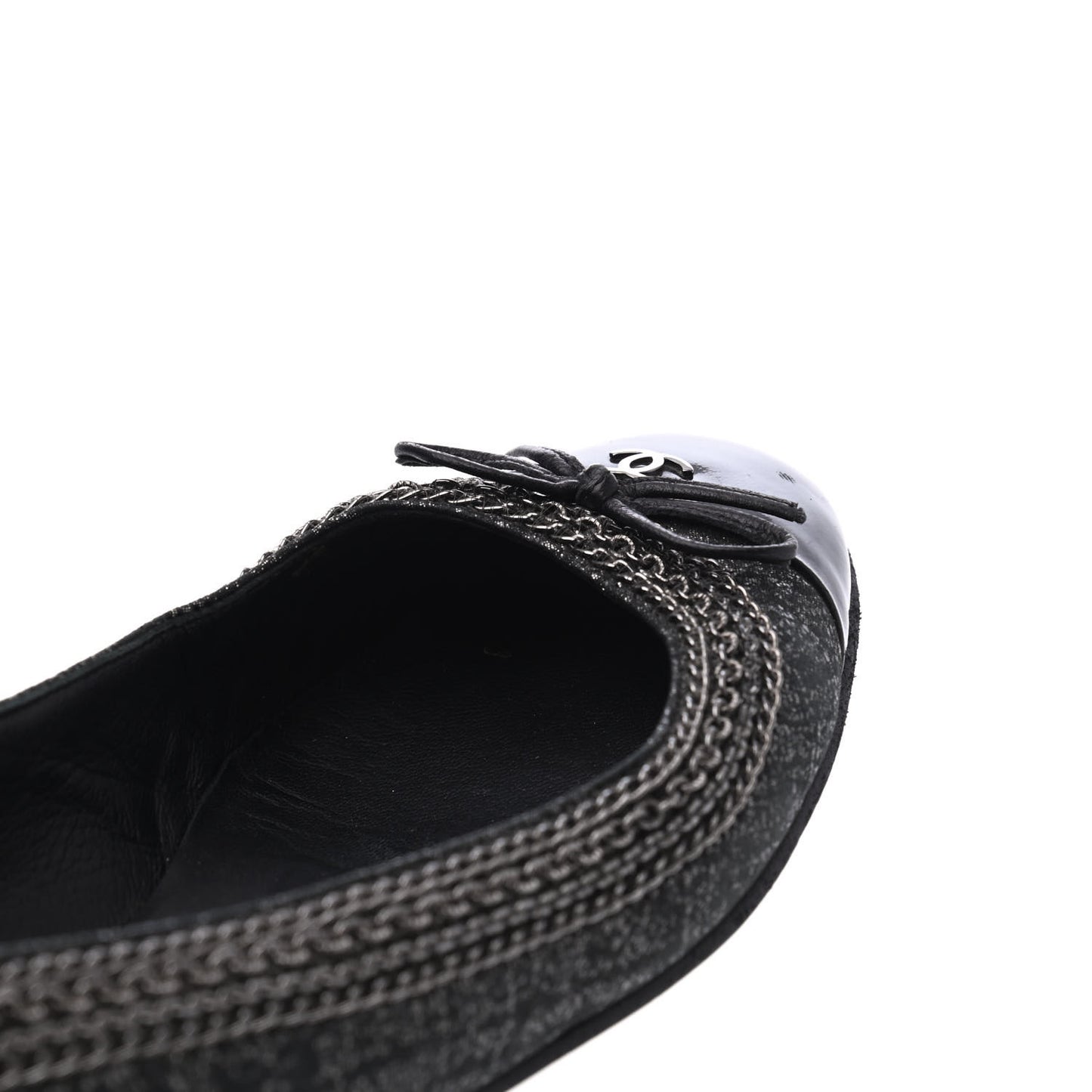 Tweed Patent Cap Toe Ballerina Flats 37 Black