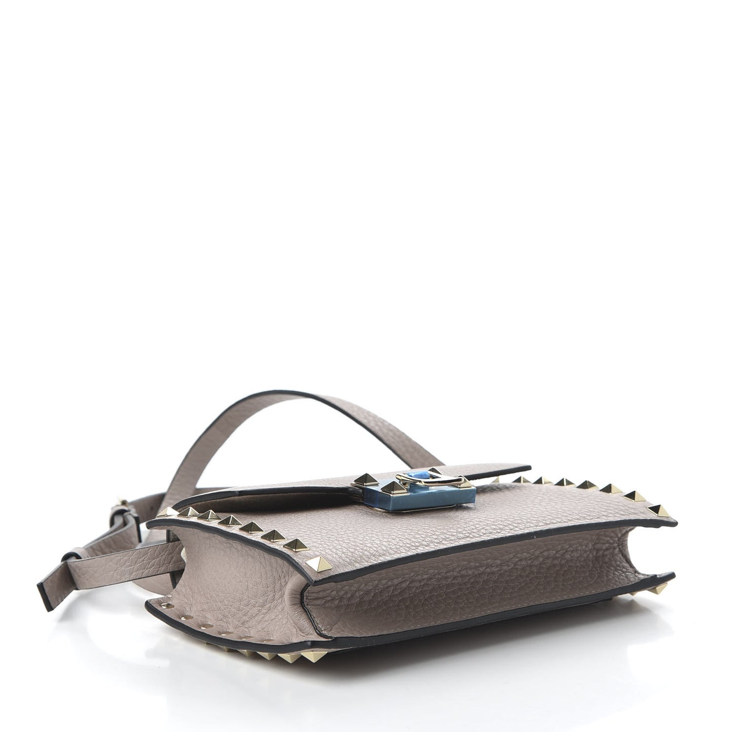 Pebbled Calfskin Small Rockstud Overlay Flap Shoulder Bag Poudre