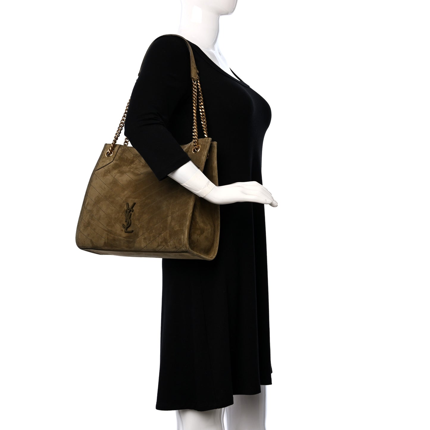 Suede Matelasse Monogram Medium Niki Shopper Tote New Barley