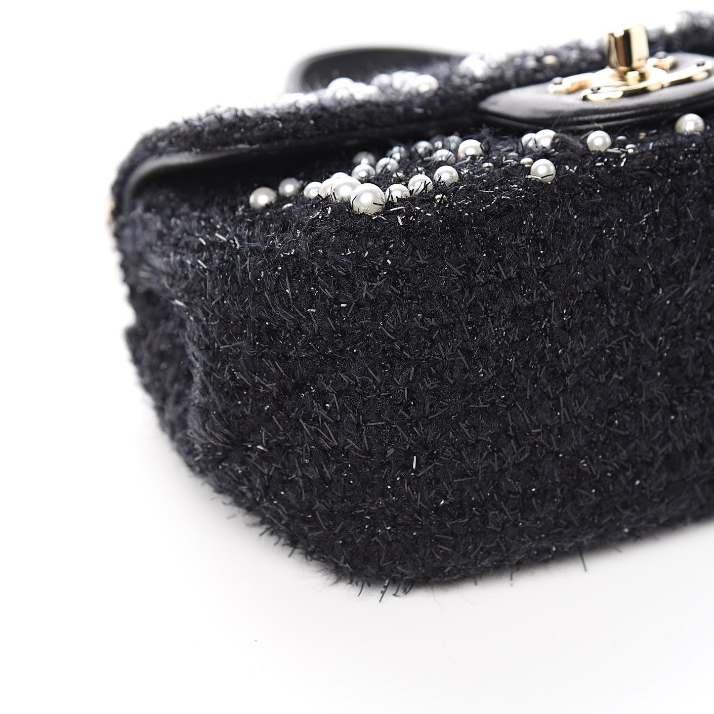 Tweed Pearl Mini Cosmos Flap Black