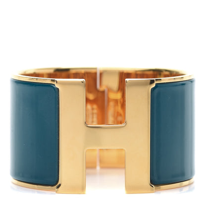 Hermes Enamel Extra Wide Clic Clac H Bracelet GM Bleu Canard 1 of 5