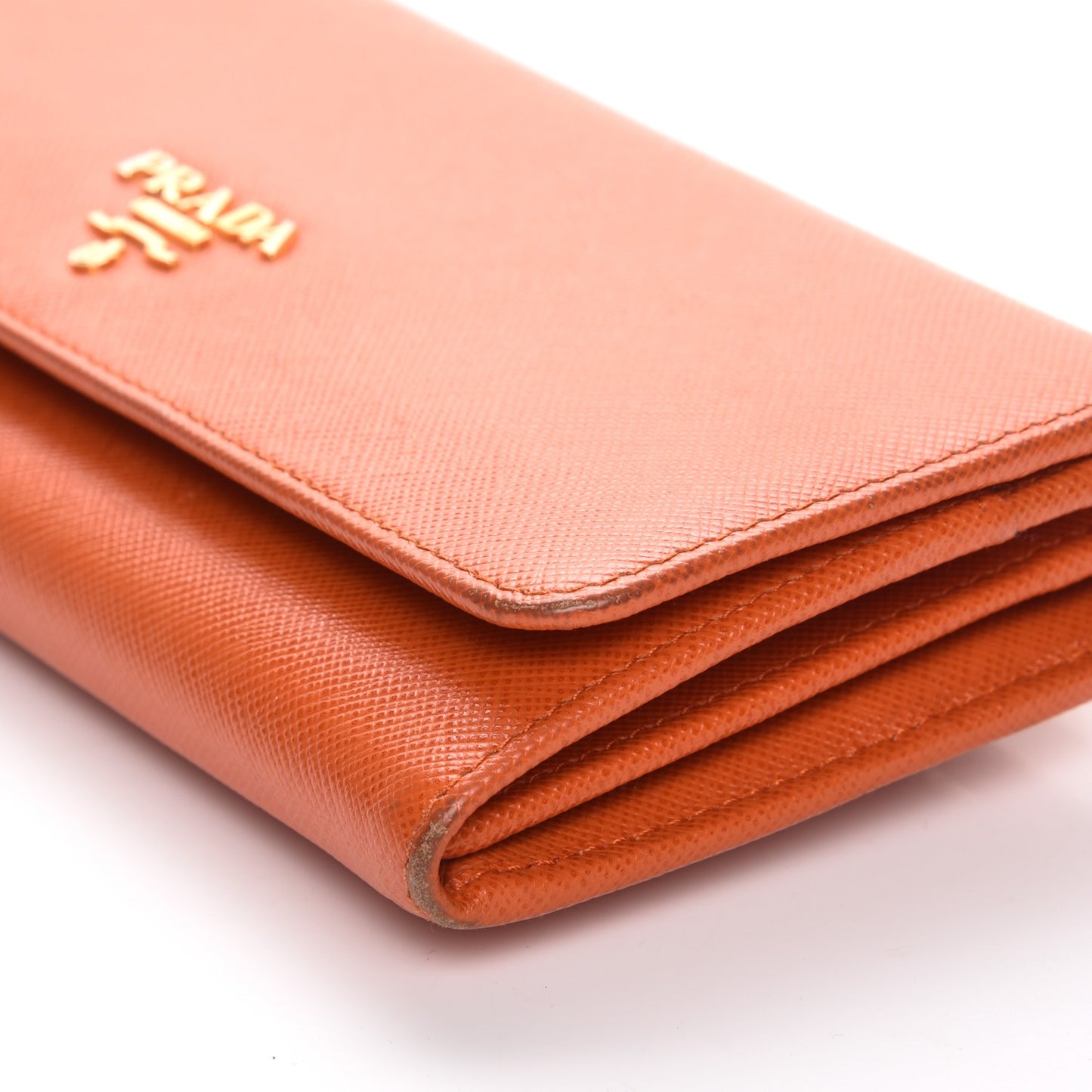 Saffiano Metal Continental Flap Wallet Papaya