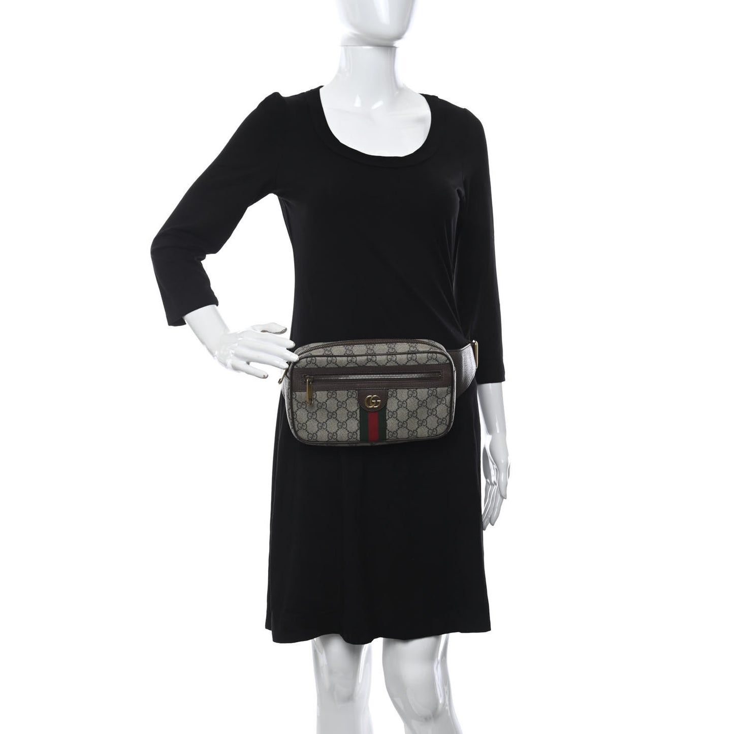 Soft GG Supreme Monogram Medium Ophidia Belt Bag Dark Brown