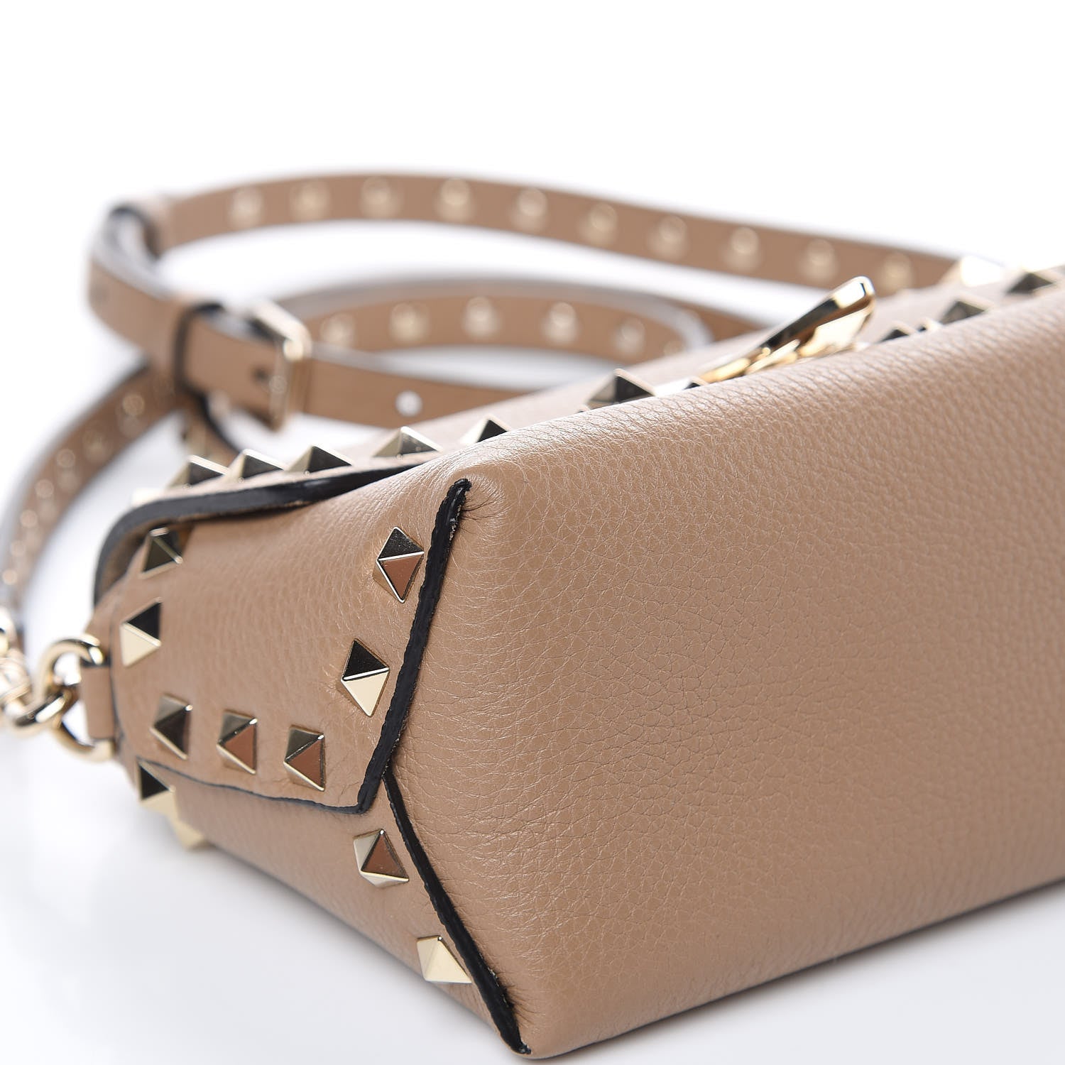 Valentino Garavani Pebbled Calfskin Mini Rockstud Crossbody Bag Deep Alpaca 7 of 8