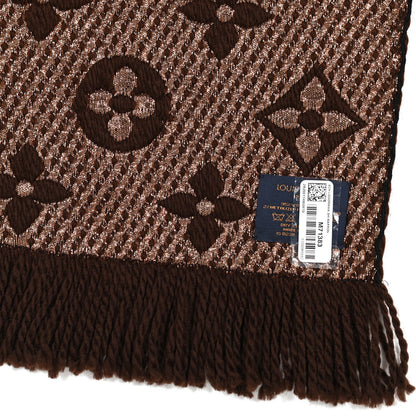 Louis Vuitton Wool Silk Logomania Shine Scarf Marron 3 of 4