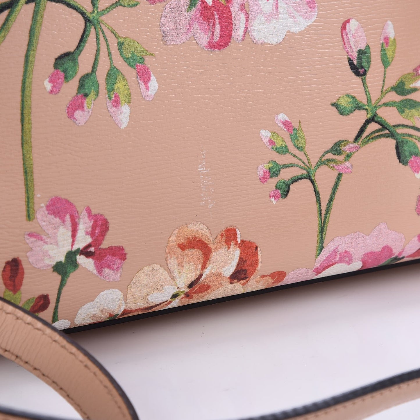 Shangai Calfskin Blooms Print Small Bamboo Daily Top Handle Bag Pink Apricot Multicolor