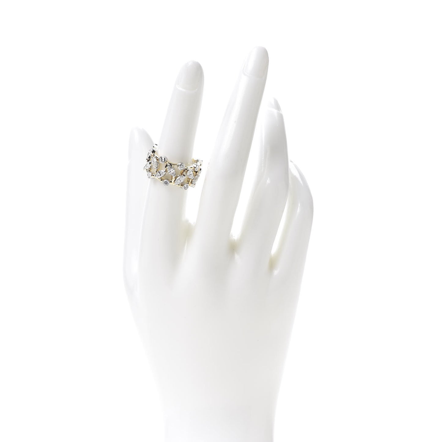 18K Yellow Gold Platinum Diamond Schlumberger Vigne Ring 54 6.75
