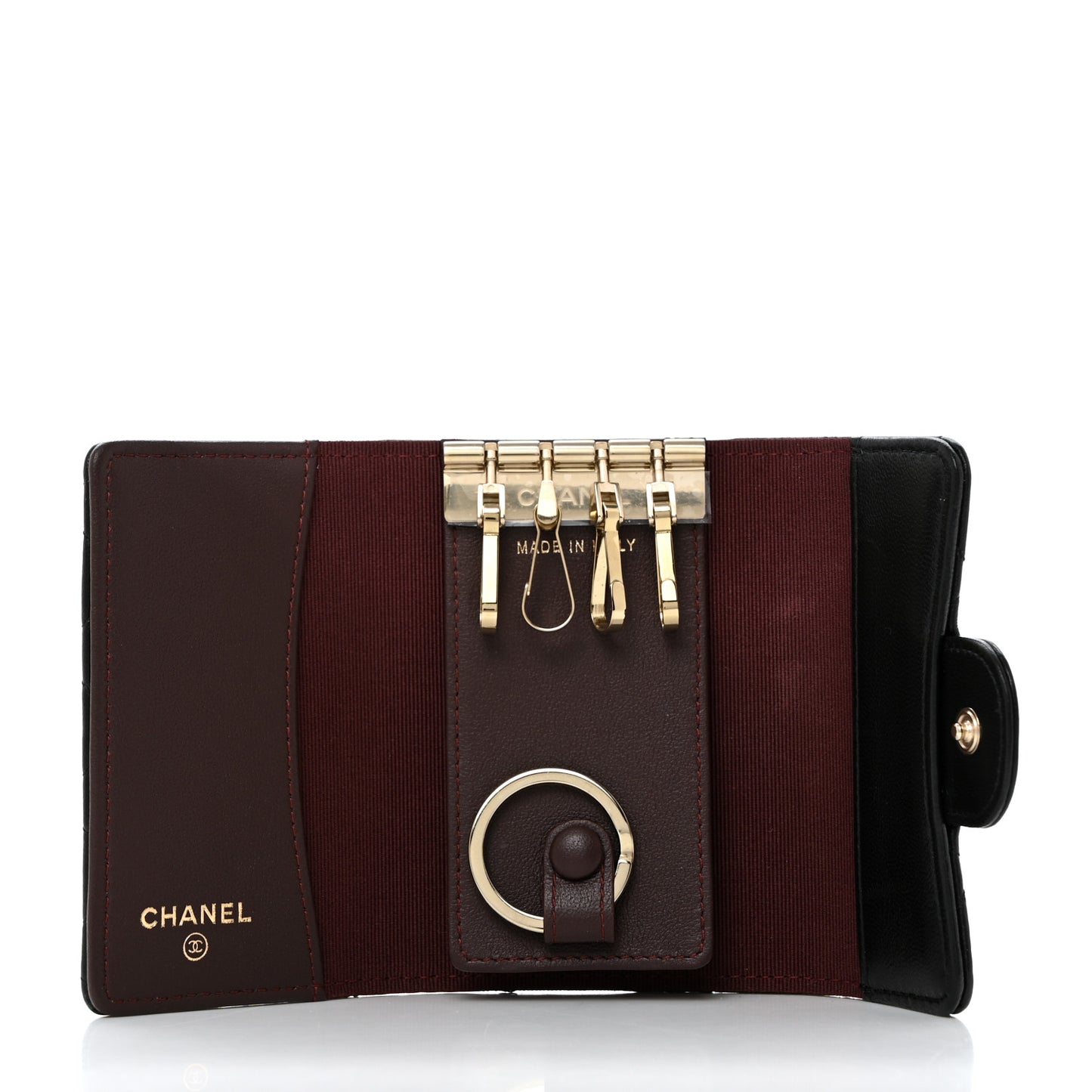 Lambskin Quilted Classic 4 Key Holder Wallet Black