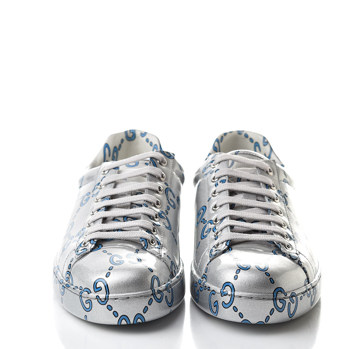Miro Rubber Wax GucciGhost Print Mens New Ace Sneakers 8 Silver